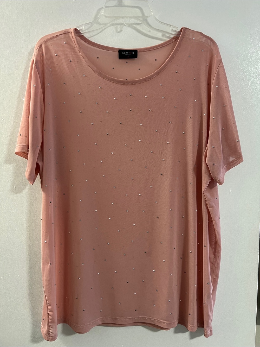 Gently Pink Embellished Short-Sleeve Top